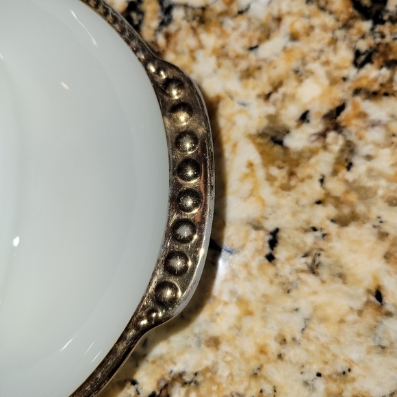 Fire King Anchor Hocking Milk Glass Relish Tray Divided Dish with Gilded Trim - Picture 5 of 5